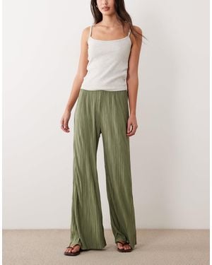 Vila Wide Leg Plisse Trouser Co-ord - Green