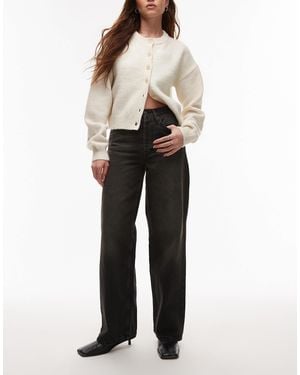TOPSHOP Mid Rise Loose Fit Straight Jean - Black