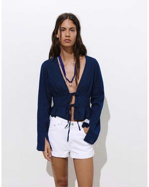 Pull&Bear – jeansbluse - Blau