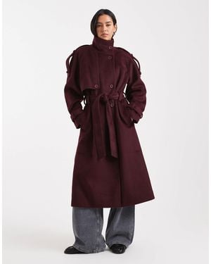 ASOS Formal Longline Funnel Neck Trench Coat - Red