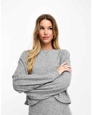 Miss Selfridge Top De Manga Larga De Canalé Cepillado Supersuave De (Parte De Un Conjunto) - Gris
