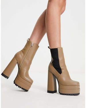 ASOS Endgame - bottes chelsea à plateforme et talon haut - kaki - Vert