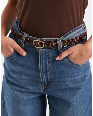 Levi's Ceinture fine en cuir tressé - marron - Bleu