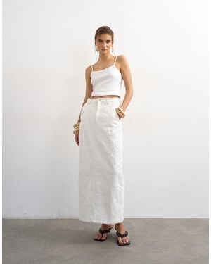 TOPSHOP Denim Column Maxi Skirt - White