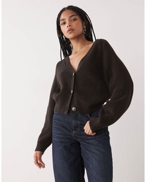 Monki Cropped Knit Cardigan - Blue