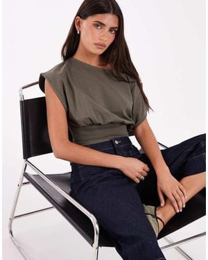 JJXX Top Con Hombros Descubiertos Y Cintura Ajustada En Verde Oliva
