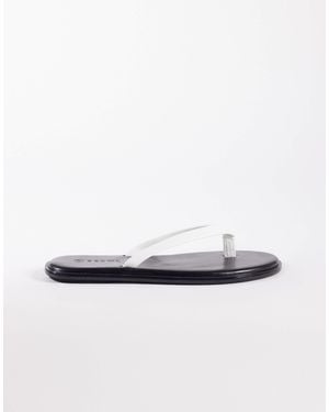 SEQWL Tongs en plastique à brides blanches