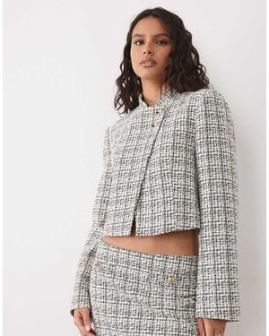 Miss Selfridge Clean Mandarin Crop Blazer - Grey