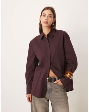 Mango 100% Cotton Oversized Shirt - Brown