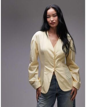 ASOS Cinch Waist Cocoon Sleeve Shirt - Yellow