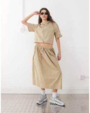 Collusion Tie Low Rise Maxi Skirt - Natural