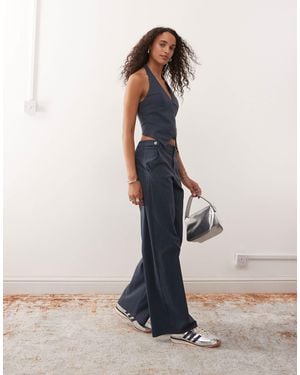 Collusion Bengaline Tailored Low Rise Pants - Blue