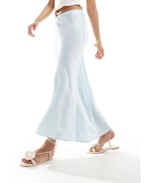 Stradivarius – satin-midirock - Blau