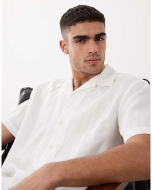 SELECTED Linen Blend Short Sleeve Shirt - White