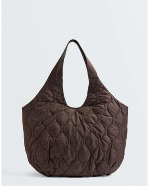 Oysho Quilted Shopper Bag - Brown