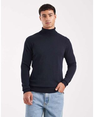 Brave Soul Roll Neck Jumper - Blue