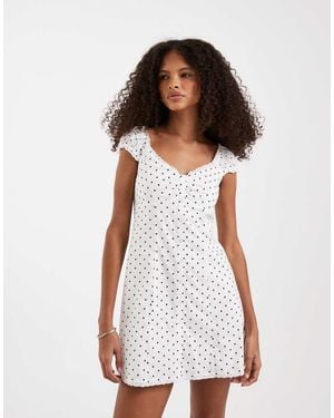 Hollister Cap Sleeve Button Through Mini Dress - White