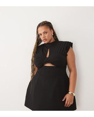 ASOS Curve Ruched Bust Structured Mini Dress - Black