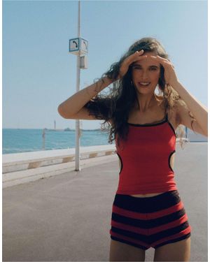 Pull&Bear Short en maille rayée - Bleu