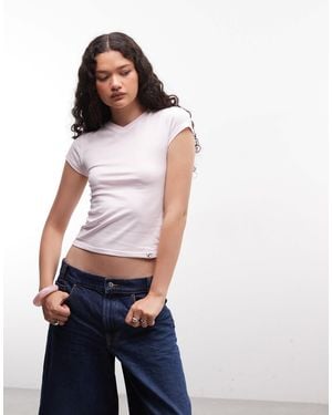Collusion 90s High V-neck Fitted Tee - Blue