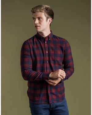French Connection Cotton Large Gingham Flannel Long Sleeve Shirt - Green