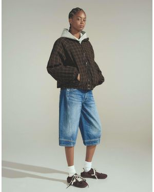 Bershka Denim-bermuda-shorts mit nahtdetails - Blau