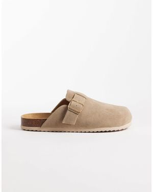 SEQWL Wide Fit Soda Slip On Mule Clog With Buckle - White