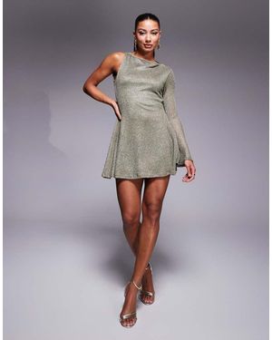 ASOS Chainmail Angel Sleeve Mini Dress With Cowl Back - Grey