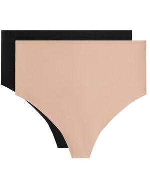 Oysho 2 High-rise Invisible Polyamide Blend Medium-support Thongs - Natural