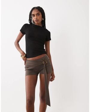 Motel Nivaya Belted Micro Short - Brown