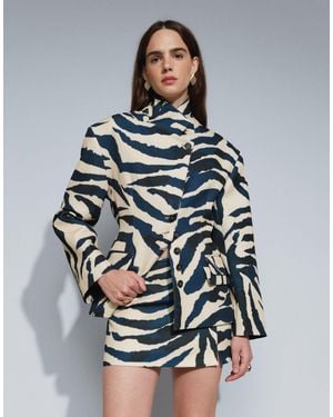 TOPSHOP Co-ord Zebra Tailored Mini Skirt - Gray