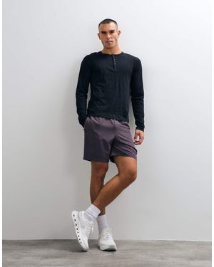 4505 Lightweight Cotton Slub Long Sleeve Henley T-shirt - Blue