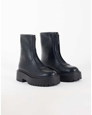 ASOS Adeline Stivaletti Chunky Con Zip Frontale Neri - Blu