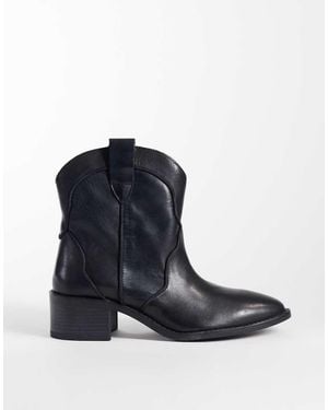 Mango Teen 100% Leather Short Western Boot - Blue
