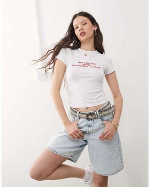 Collusion T-Shirt Baby Bianca Con Stampa “Listen Don'T Judge” - Bianco