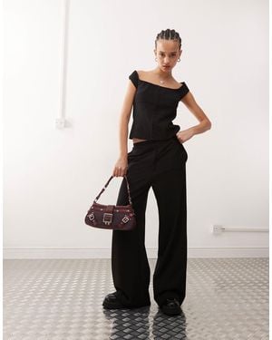Weekday Raven Co-ord Scoop Neck Top With Hook & Eye Detail - Black