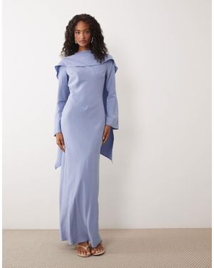 ASOS Maxi Dress With Cape Scarf Detail - Blue
