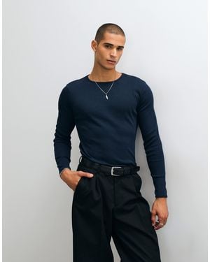 ASOS Super schweres slim-fit langarm-t-shirt - Blau