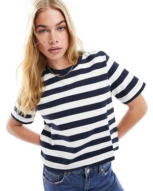 SELECTED T-Shirt Squadrata A Righe - Blu