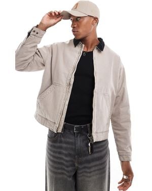 Jack & Jones Twill Carpenter Jacket With Cord Collar - Natural