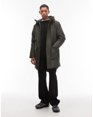 Rains Parka Larga Verde Oscuro Impermeable Nome De - Negro