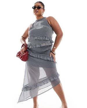 Renee Studio Exclusive Asymmetric Ruffle Trim Midi Skirt Co-ord - Blue