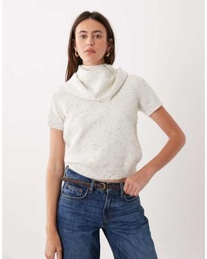 4th & Reckless Top De Punto Con Detalle De Bufanda En Crema Jaspeado-Blanco - Azul