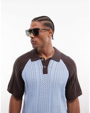 Obey Abel - polo en maille à manches contrastantes - Bleu