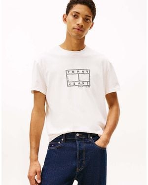 Tommy Hilfiger Logo Stamp Crew Neck T-Shirt - White