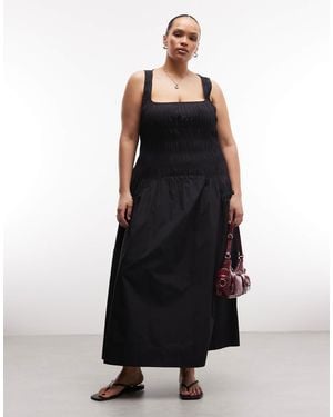 Collusion Plus – gesmoktes midikleid - Schwarz
