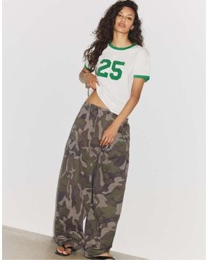 Stradivarius Printed Cargo Trousers - Green