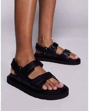 Walk London Budapest Velcro Sandal - Black