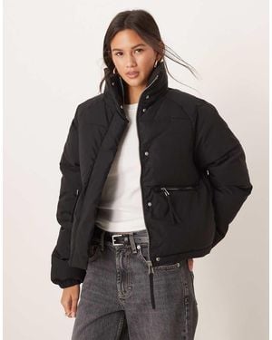 Jdy Zip Detail Padded Coat - Black