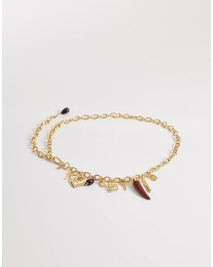 Mango Charm Embellished Chain Belt - Natural